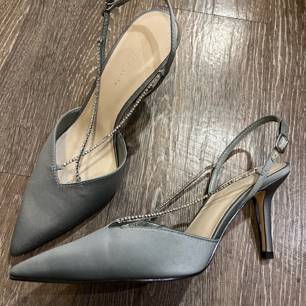 Charles Keith Crystal Embellished Slingback Pumps